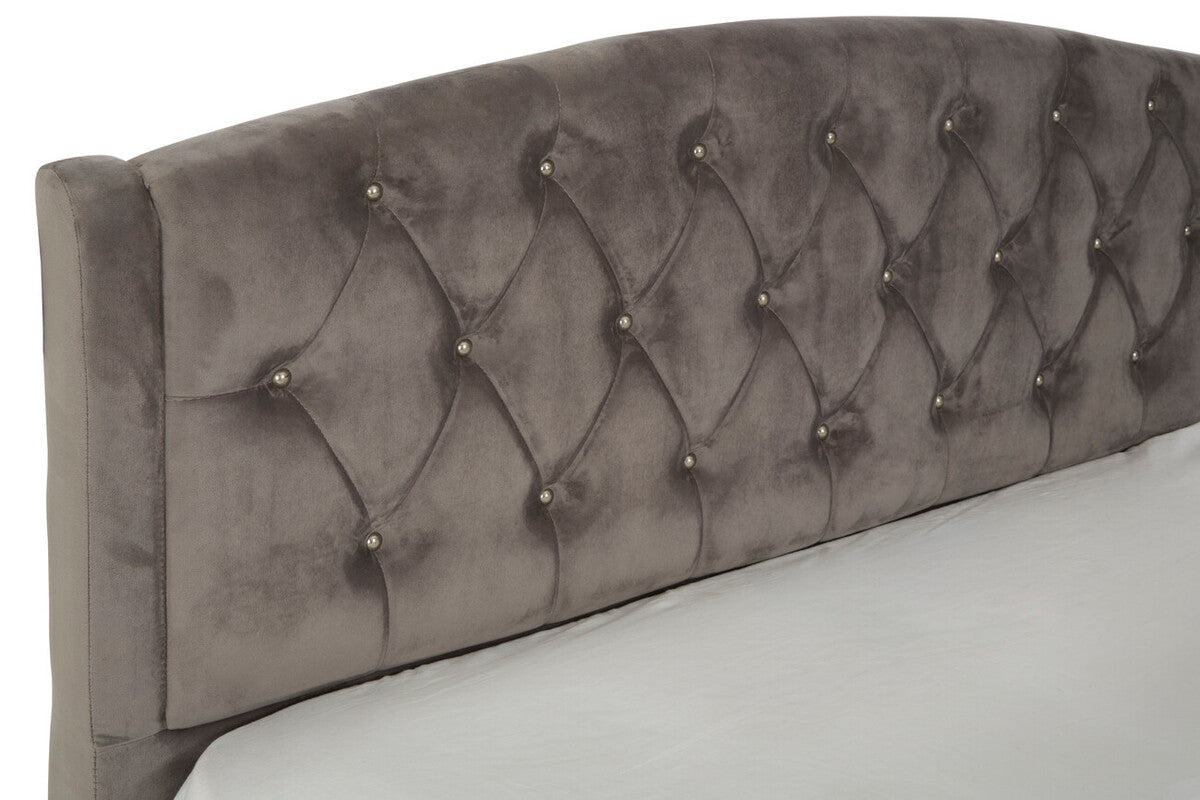 Beatrice Double Bed – Velvet in Cream or Grey