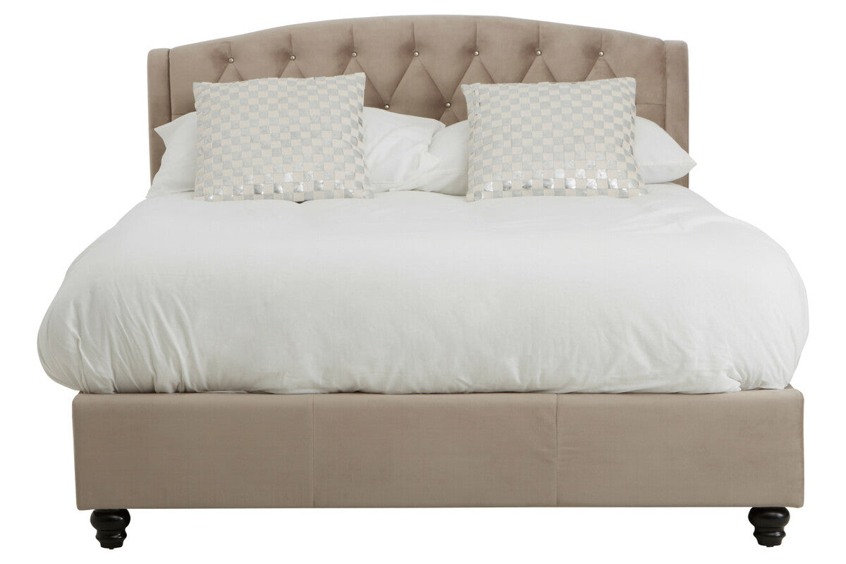Beatrice Double Bed – Velvet in Cream or Grey