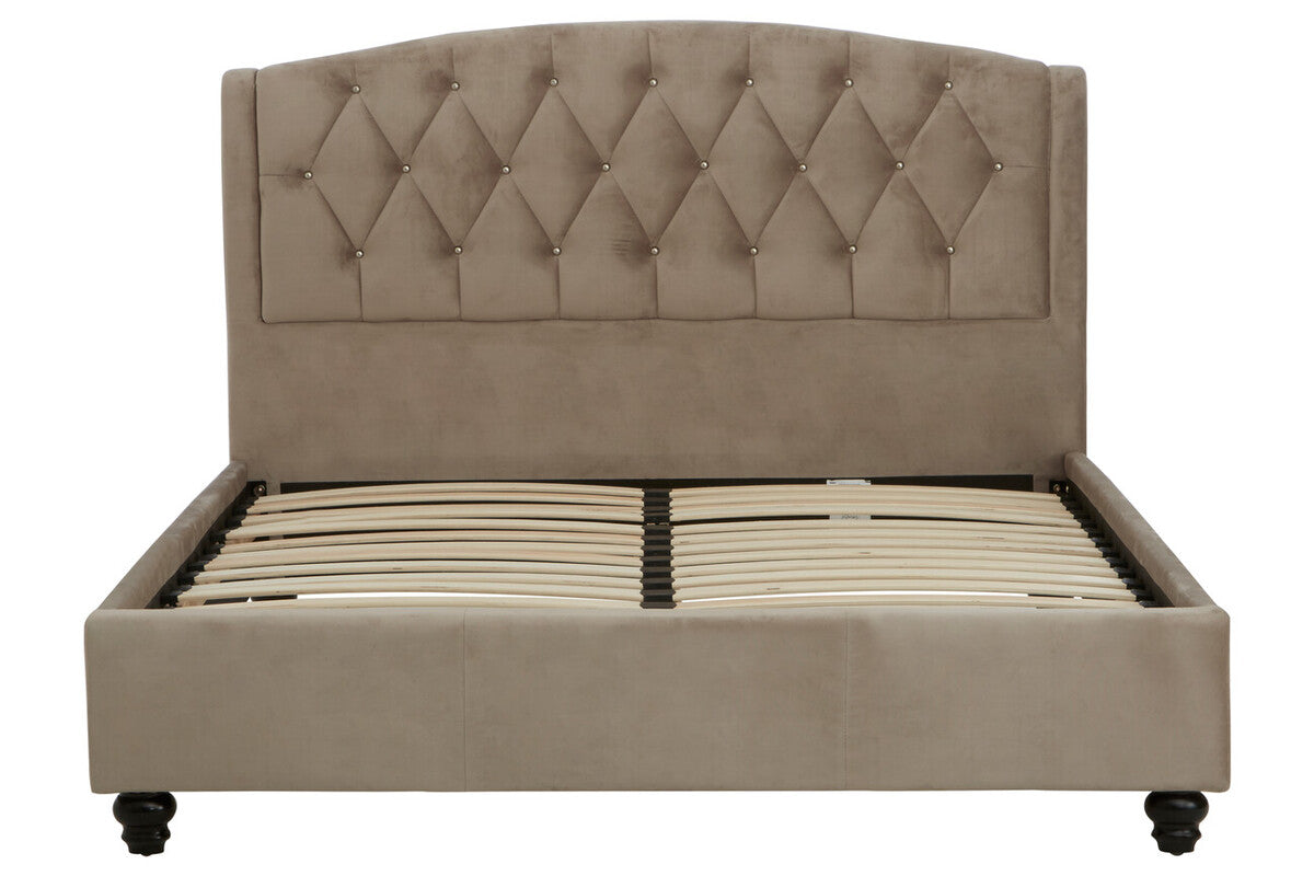 Beatrice Double Bed – Velvet in Cream or Grey