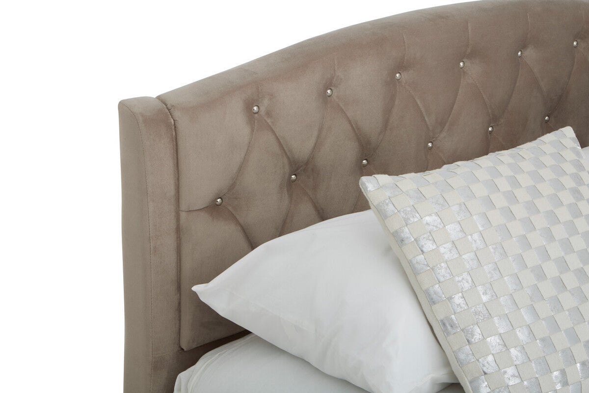 Beatrice Double Bed – Velvet in Cream or Grey