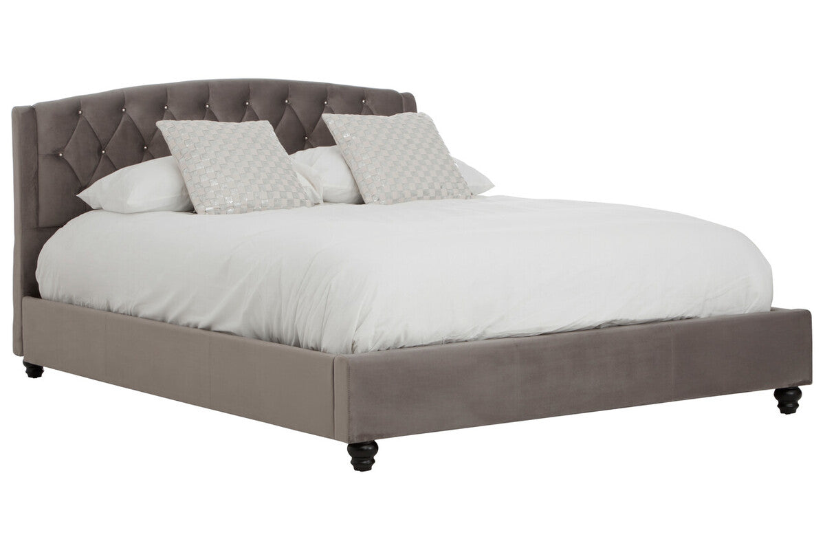 Beatrice Kingsize Velvet Bed Steel Grey
