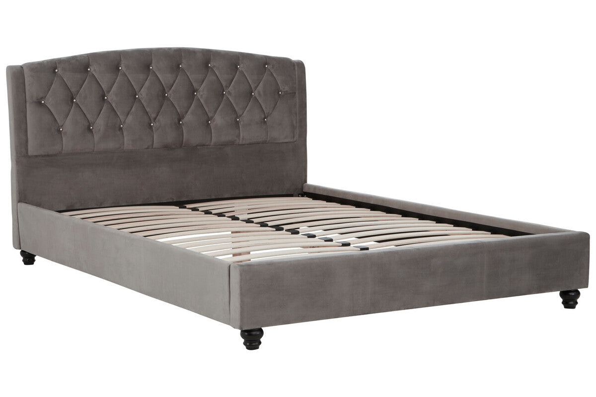 Beatrice Kingsize Velvet Bed Steel Grey