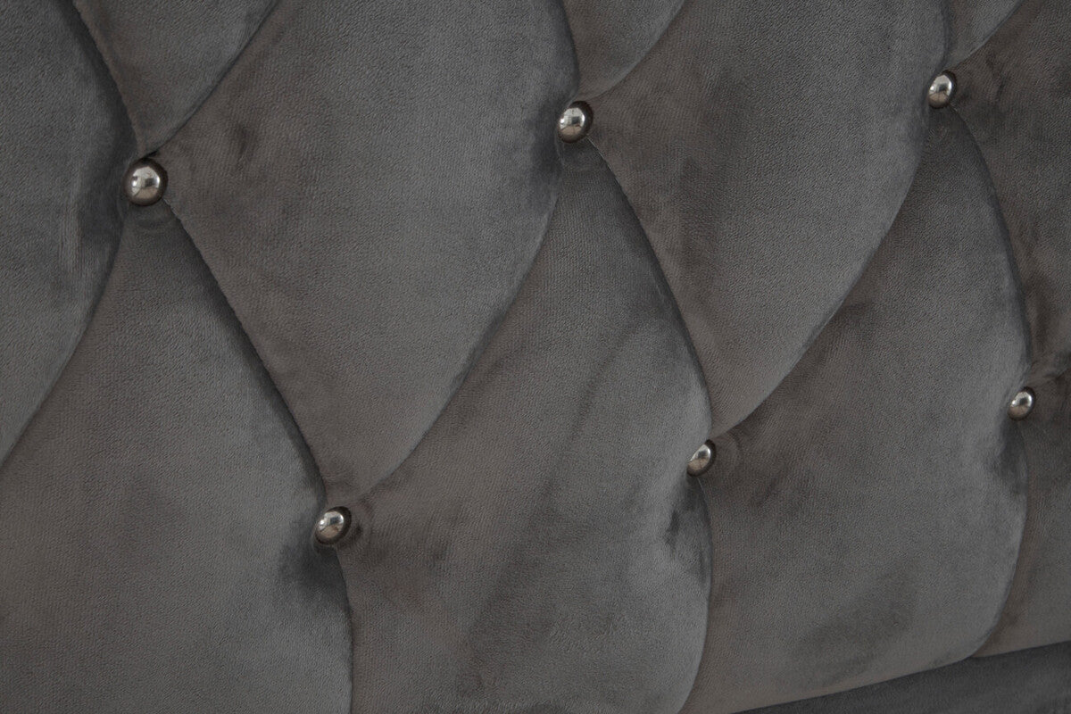 Beatrice Kingsize Velvet Bed Steel Grey