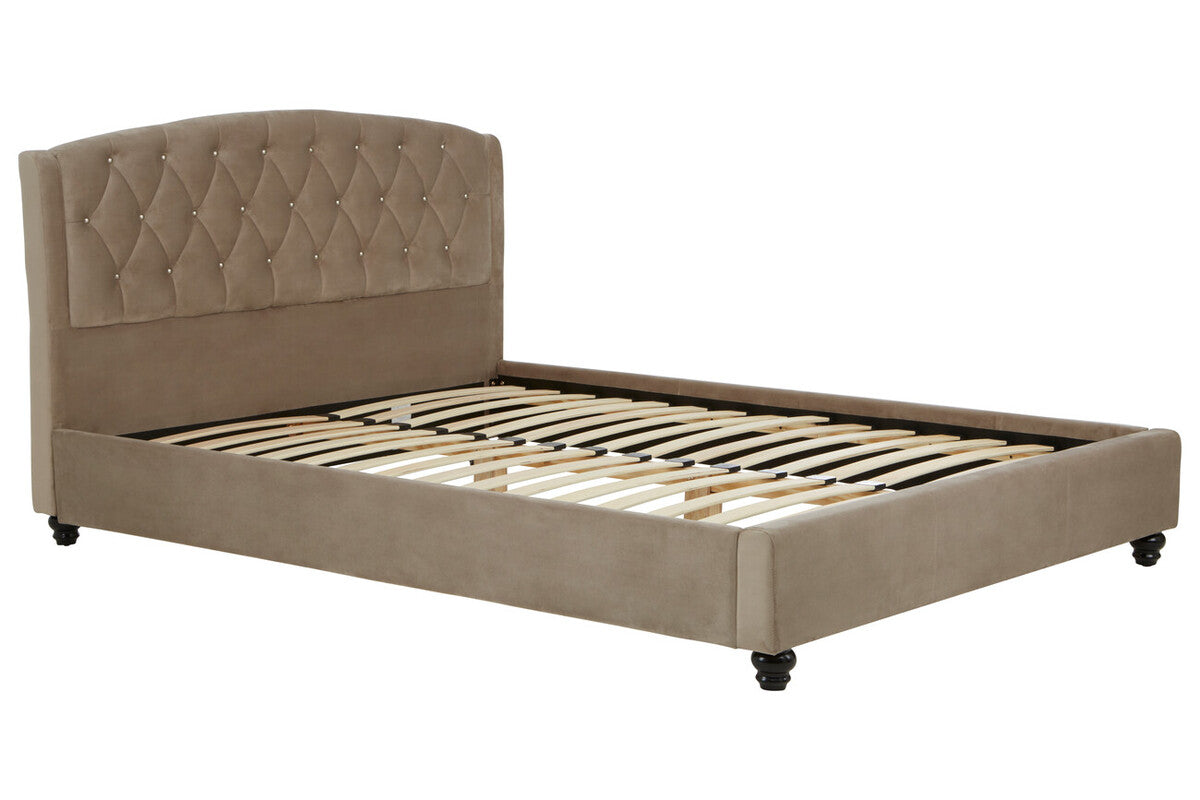 Beatrice Kingsize Velvet Bed Steel Grey