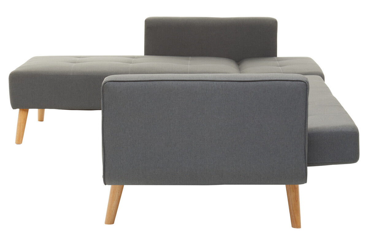 Ölsen L-Shape Linen Corner Sofa Bed – Grey / Black / Olive Green