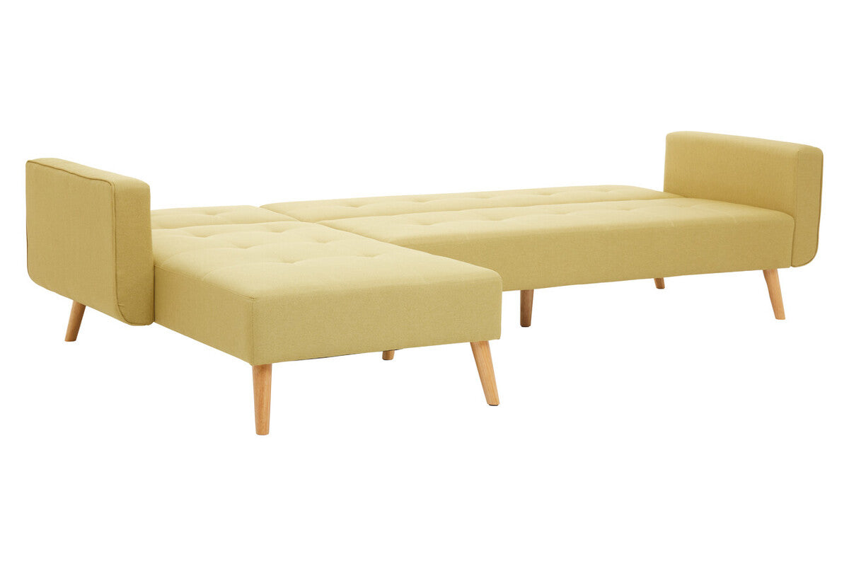 Ölsen L-Shape Linen Corner Sofa Bed – Grey / Black / Olive Green