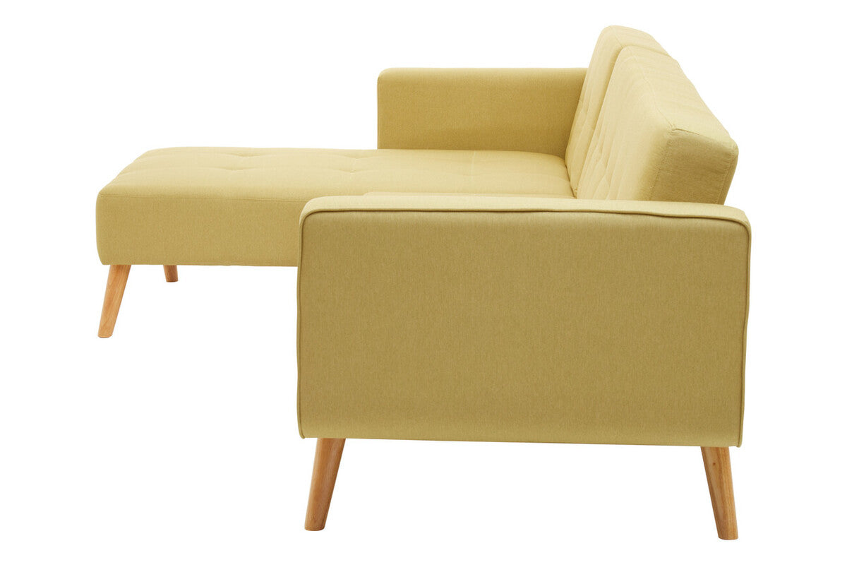 Ölsen L-Shape Linen Corner Sofa Bed – Grey / Black / Olive Green