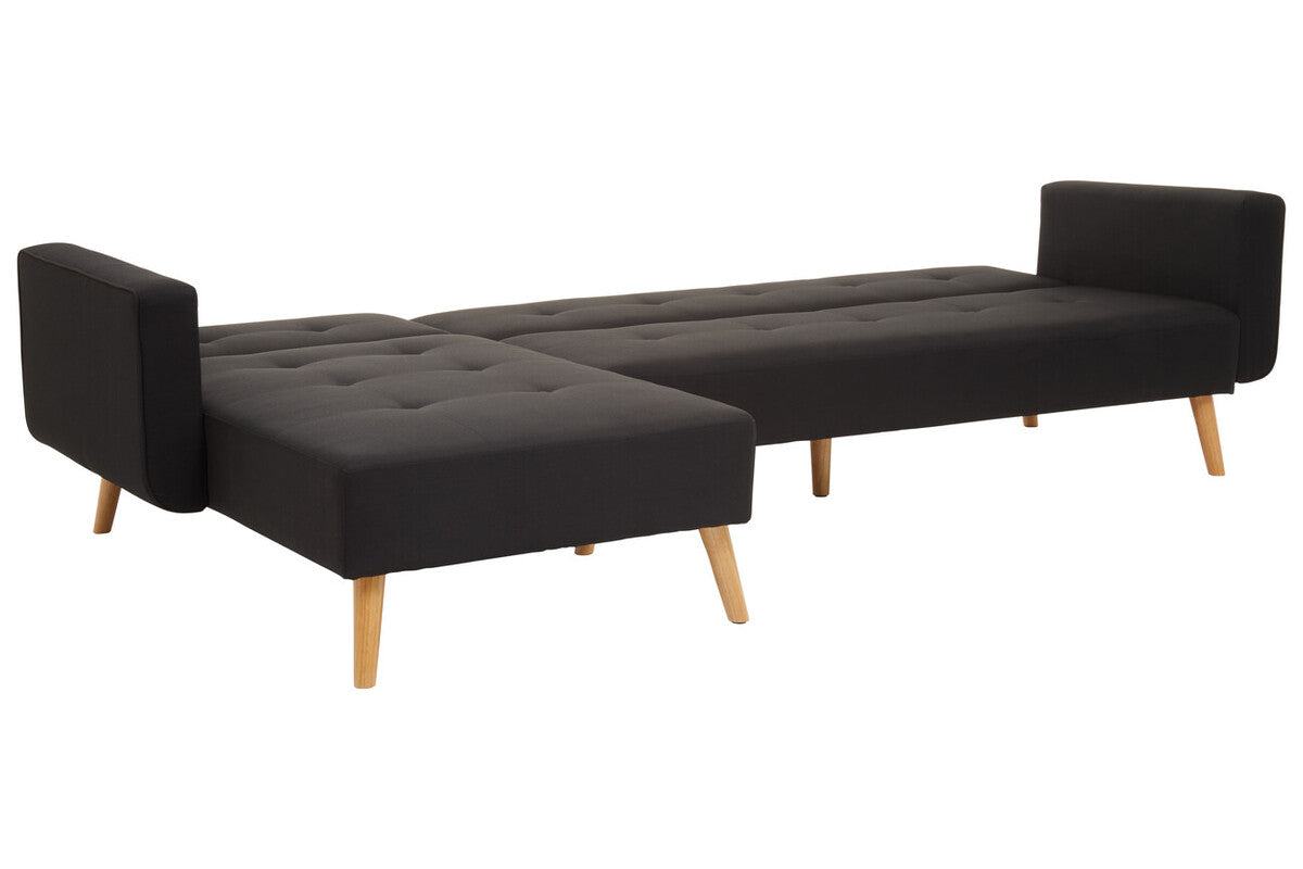 Ölsen L-Shape Linen Corner Sofa Bed – Grey / Black / Olive Green