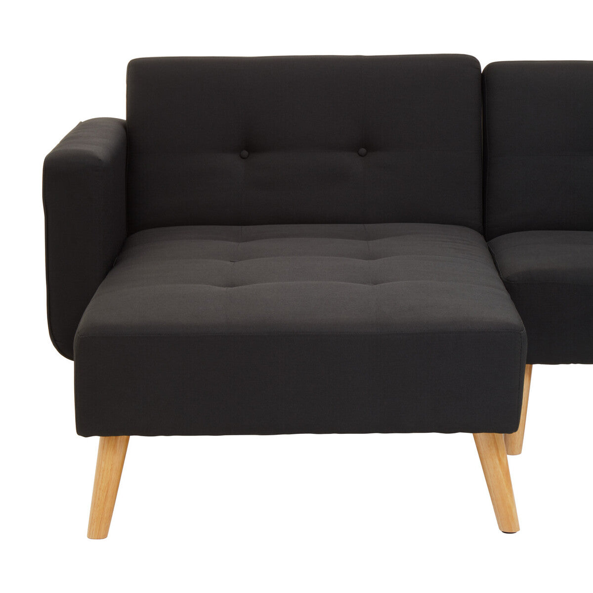 Ölsen L-Shape Linen Corner Sofa Bed – Grey / Black / Olive Green