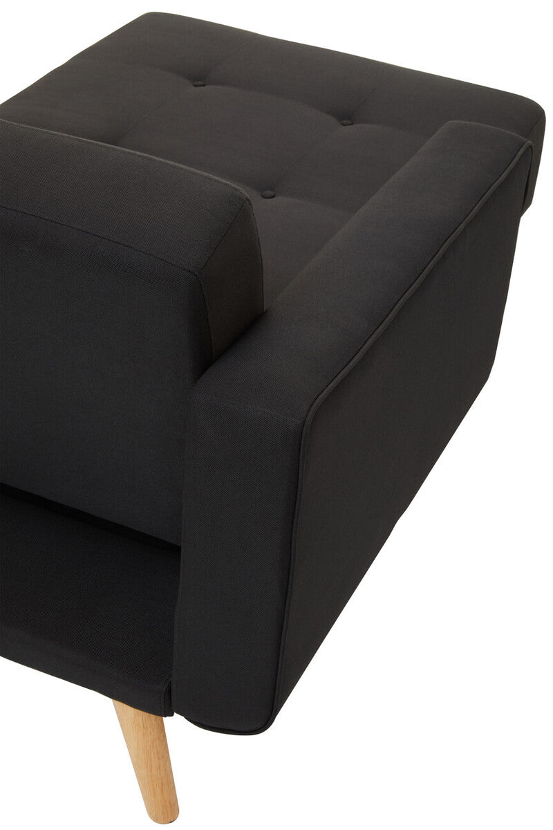Ölsen L-Shape Linen Corner Sofa Bed – Grey / Black / Olive Green