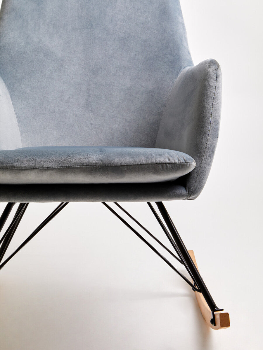 Oslo Blue Velvet Rocking Chair