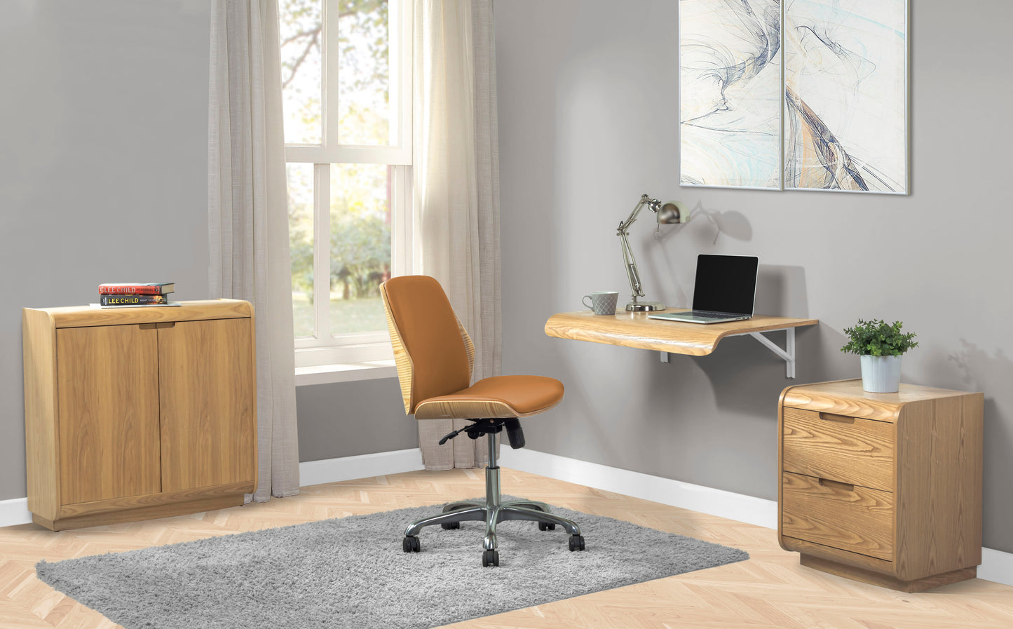 Oakland Oak Desk Sleek Wall Mounted Workspace