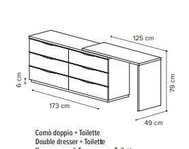 KIKI White hi-gloss 3/6 Draw Dressing Table