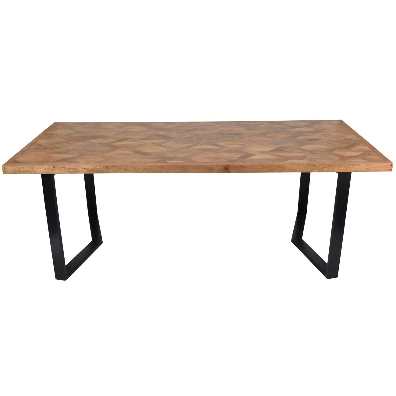Marham Geometric Wooden Dining Table with Black Legs