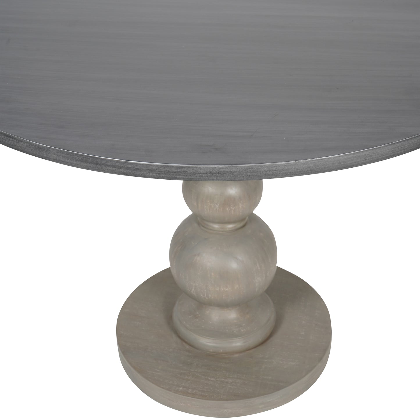 Bertie Round Dining Table for 6 with Grey Washed Pedestal Base