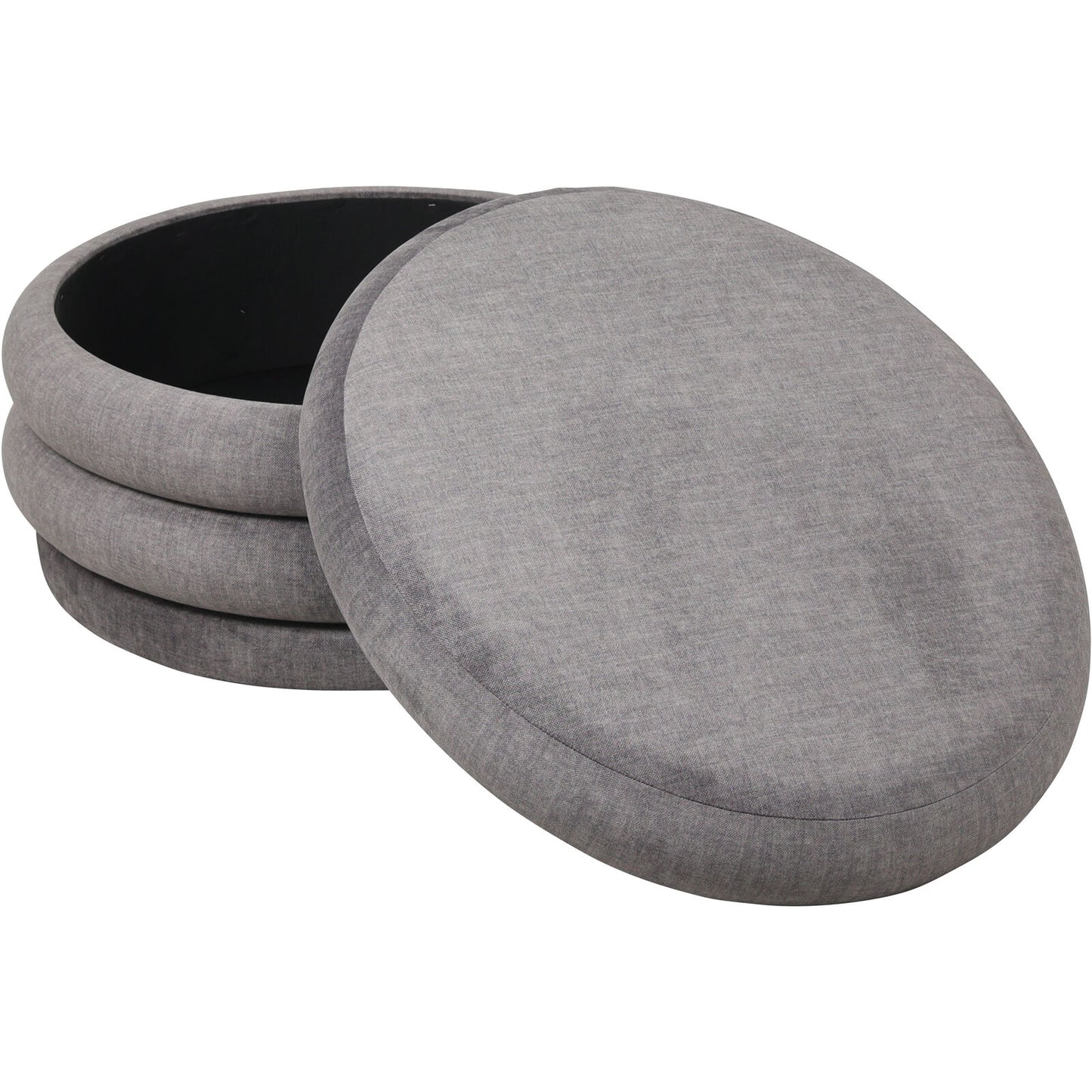 Celine Upholstered Storage Ottoman – Cream Fabric Base