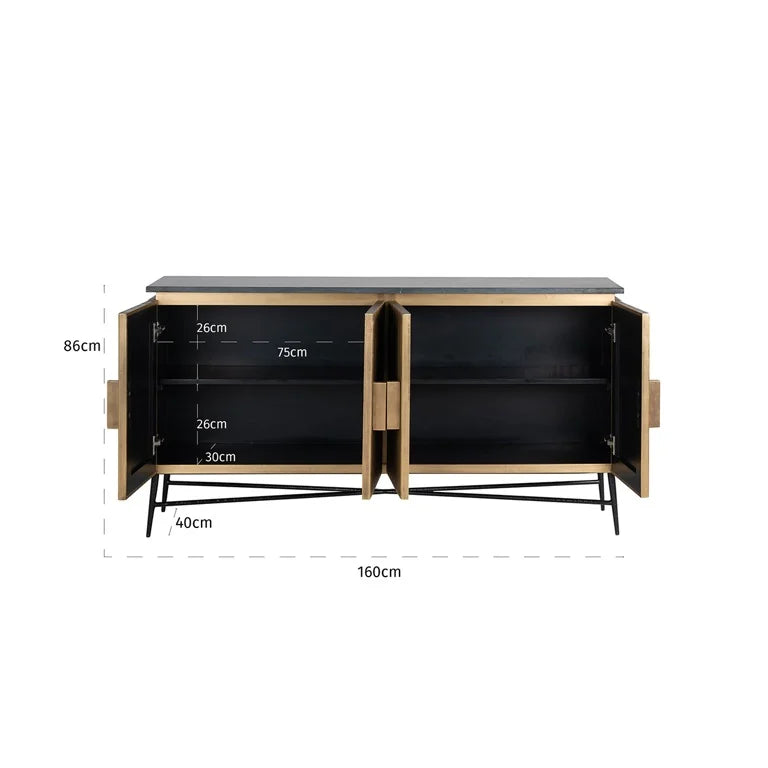 Modern Inessa Marble Iron Sideboard Contemporary Design