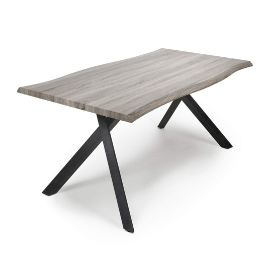 Neburn Curved Edges Oak Industrial Rectangular Dining Table