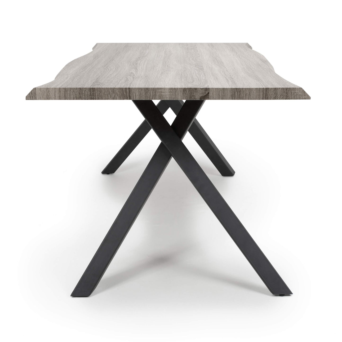 Neburn Curved Edges Oak Industrial Dining Table