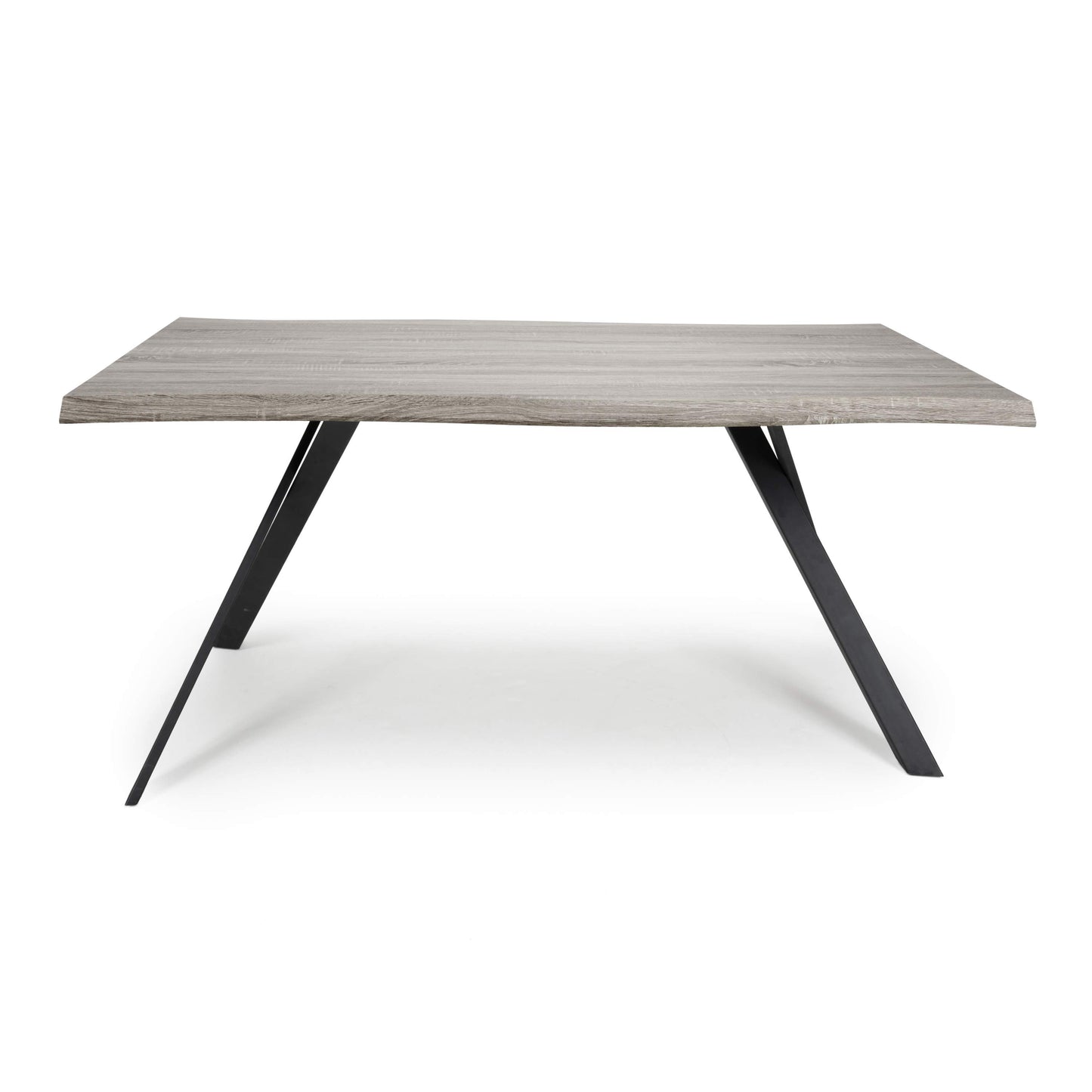Neburn Curved Edges Oak Industrial Dining Table