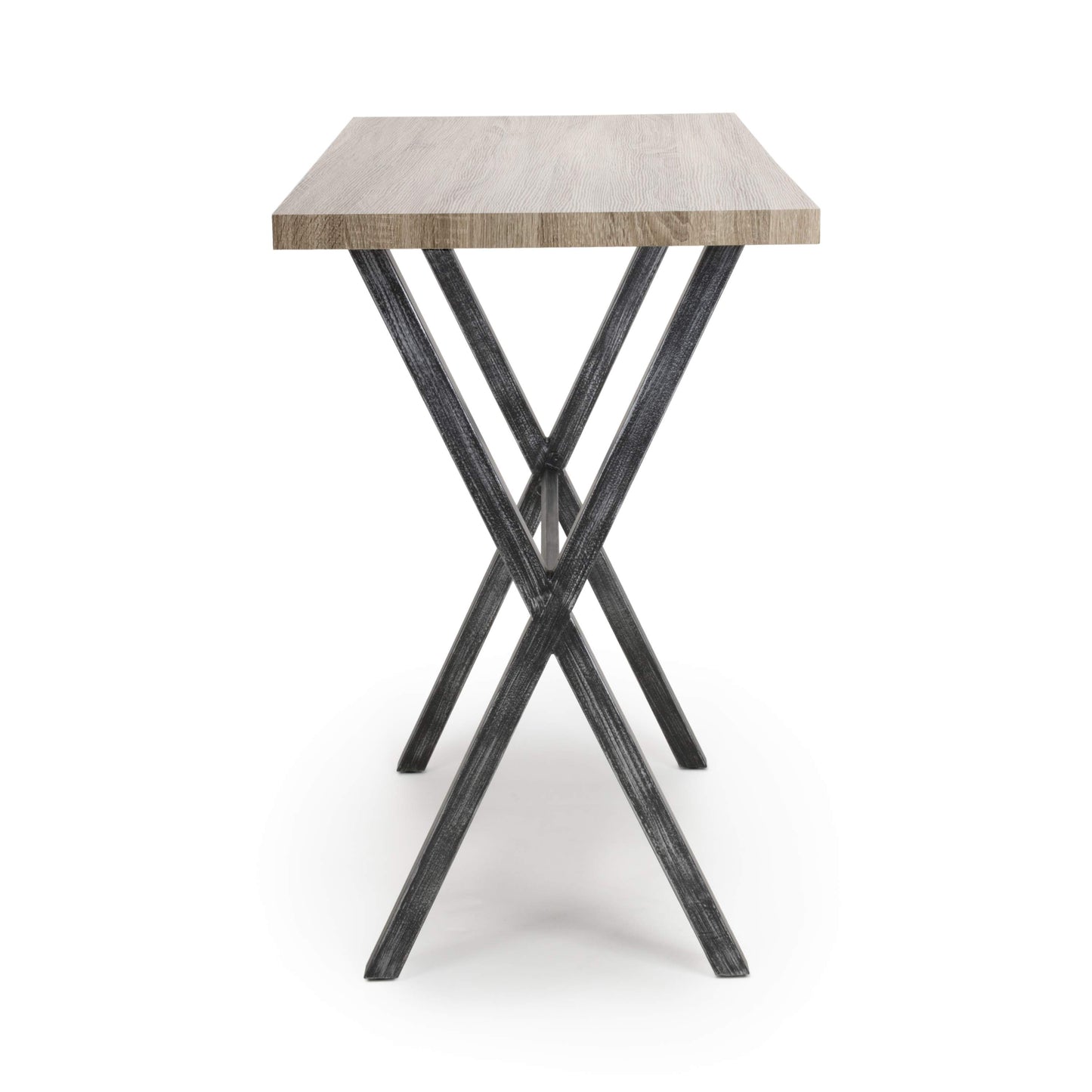 Brett Industrial Breakfast Bar Table – Oak Effect & Black Metal Frame