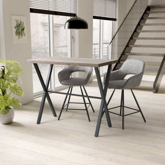Brett Industrial Breakfast Bar Table – Oak Effect & Black Metal Frame