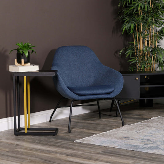 Aero Accent Chair – Navy or Grey Melange Fabric with Black Legs