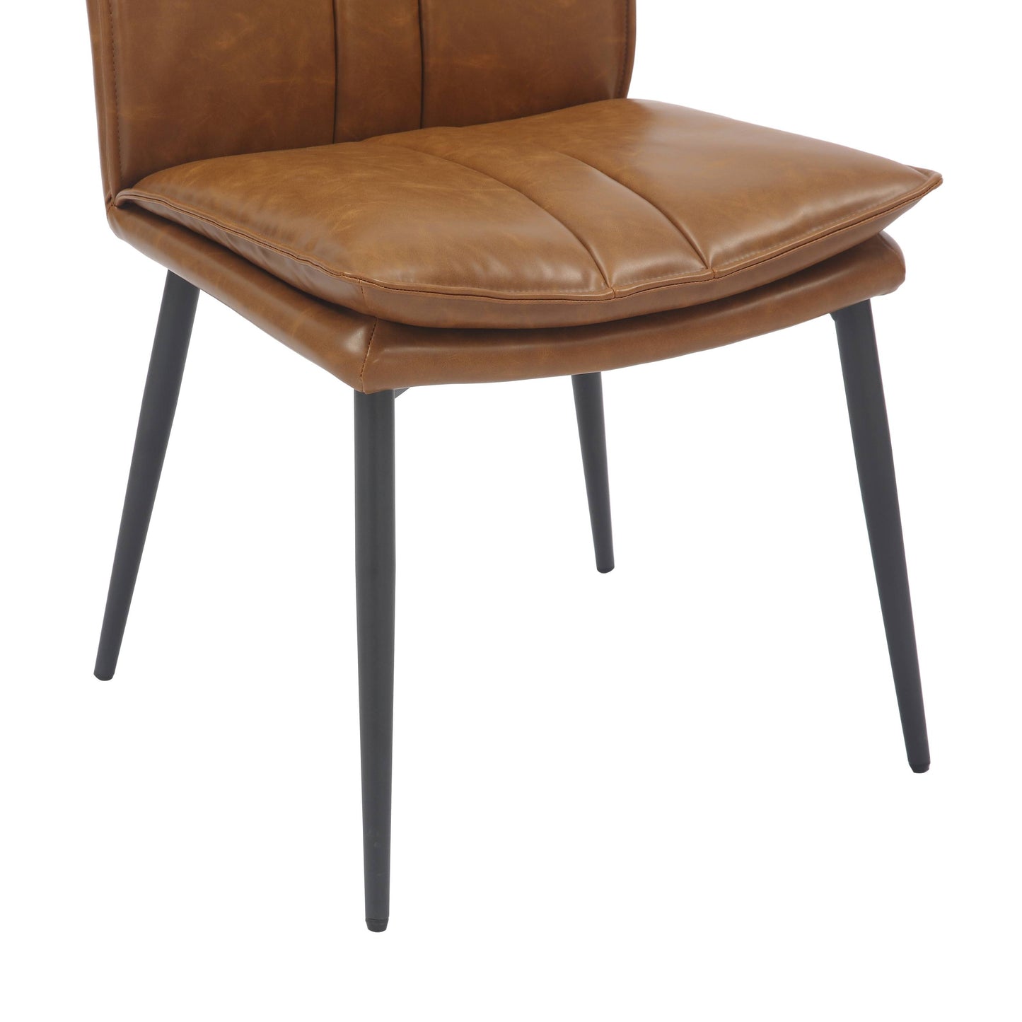 Pair of Arlo Leather Effect Dining Chairs – Tan & Black Legs