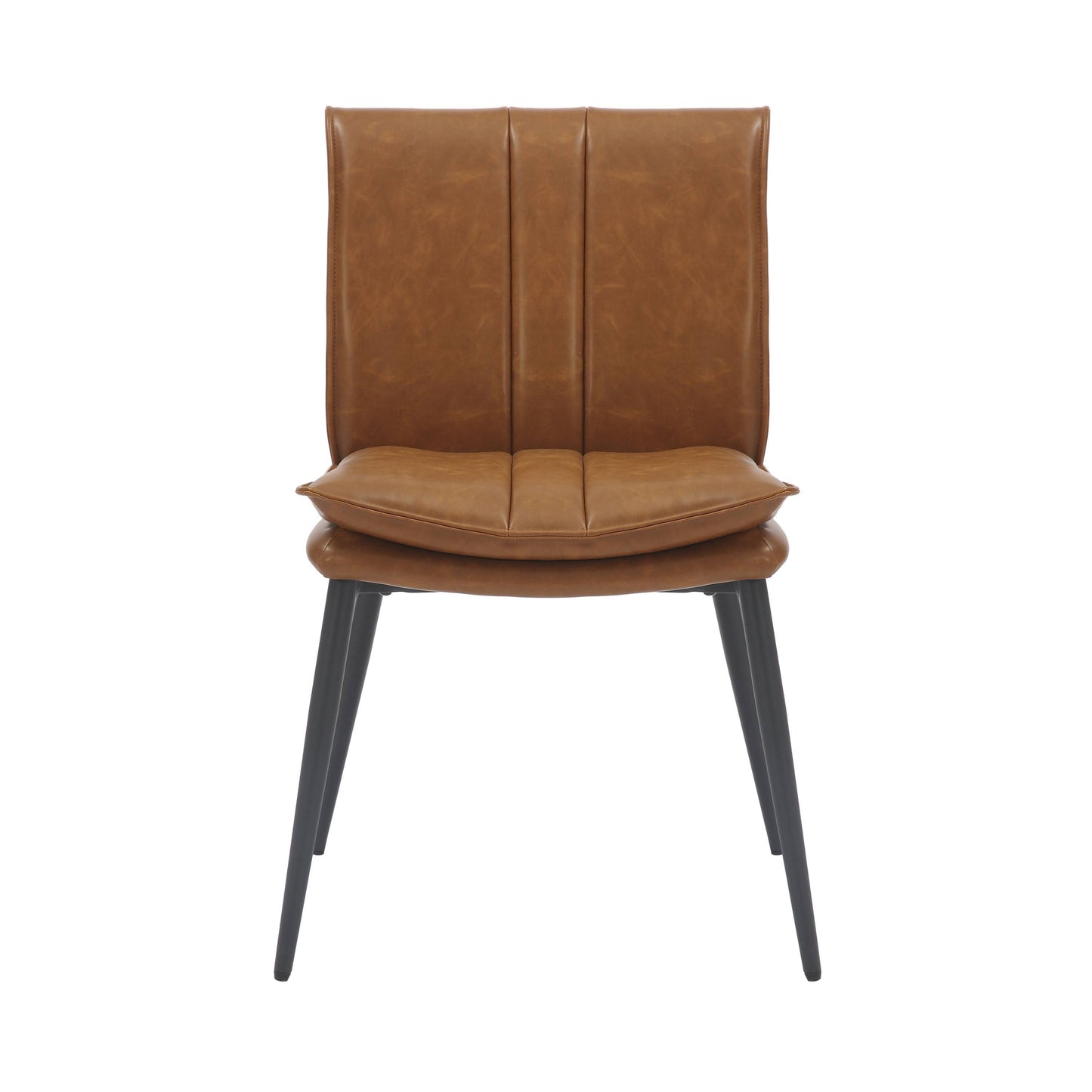 Pair of Arlo Leather Effect Dining Chairs – Tan & Black Legs