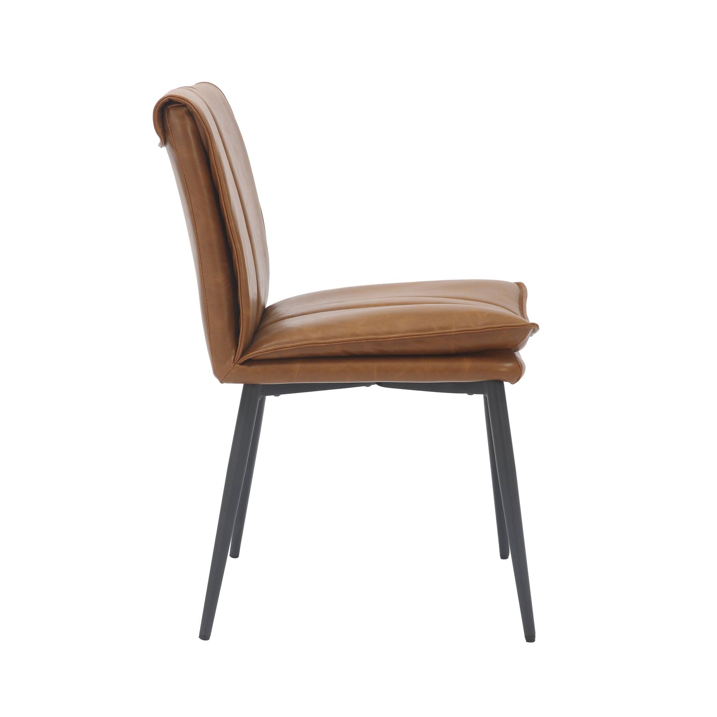 Pair of Arlo Leather Effect Dining Chairs – Tan & Black Legs