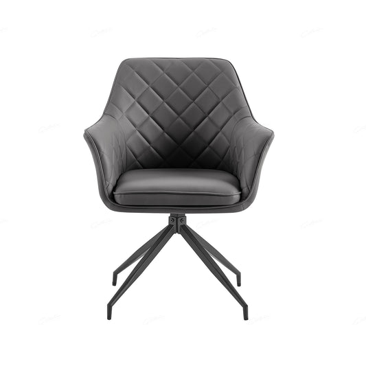 Pair of Arden Faux Leather Dining Chairs – Grey or Mink with Black Legs