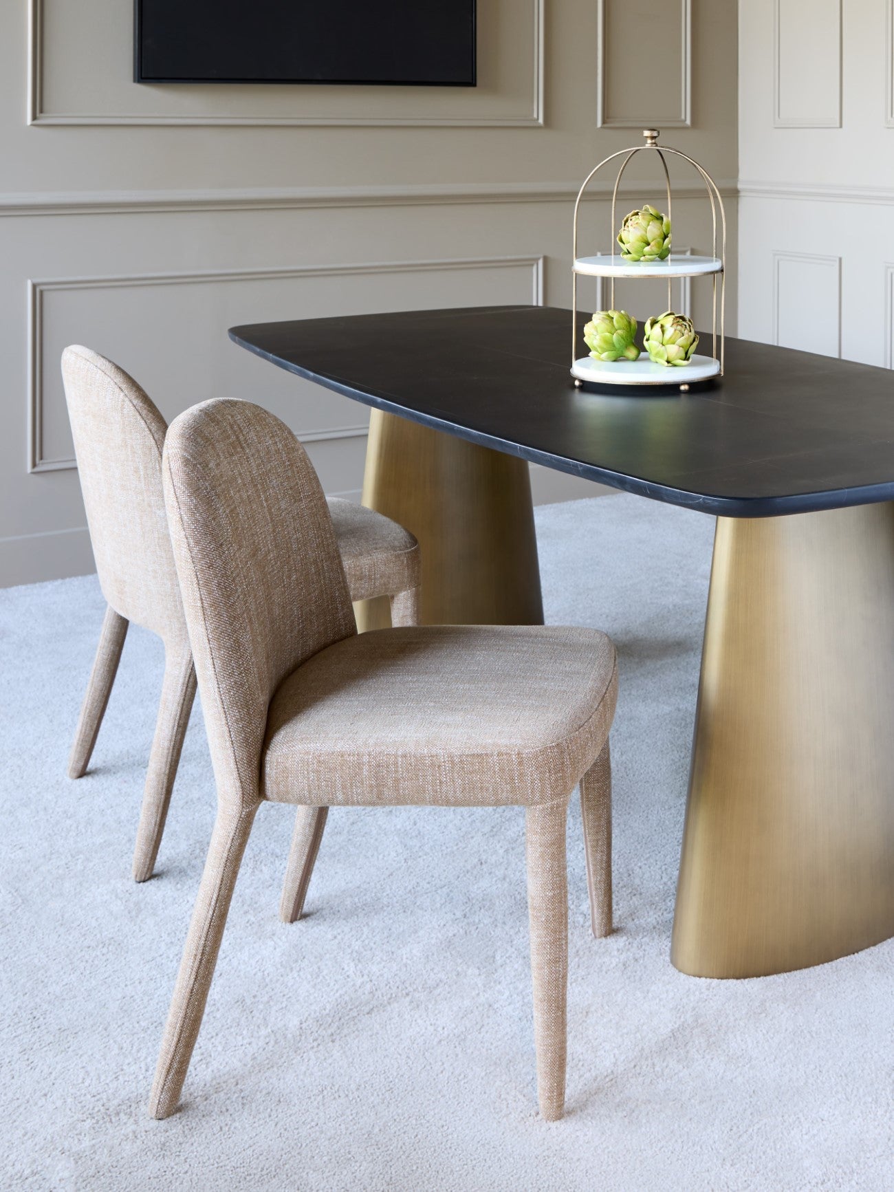 Aurelia | Rectangular Black Marble & Brass Dining Table (200 × 90 cm)
