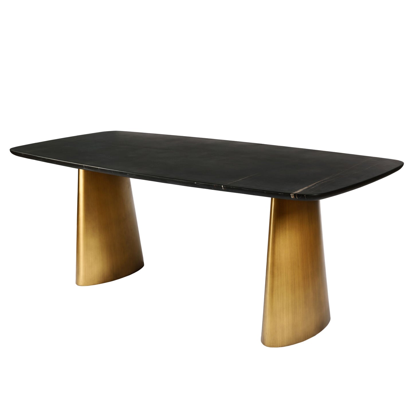 Aurelia | Rectangular Black Marble & Brass Dining Table (200 × 90 cm)