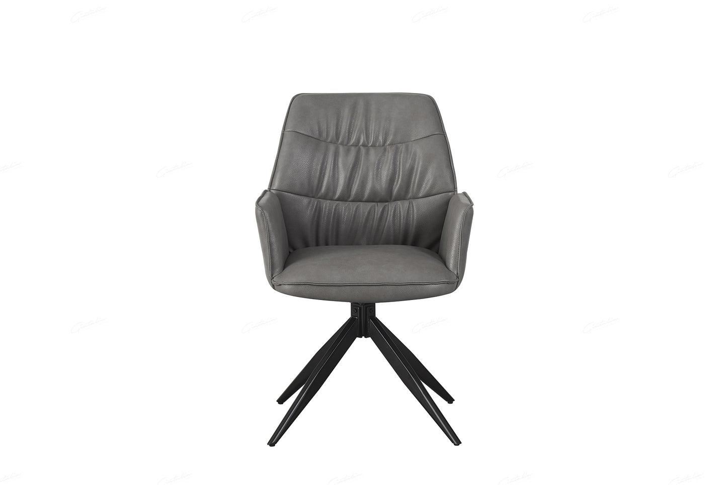 Pair of Averio Swivel Dining Chairs – Storm Grey Faux Leather with Arms