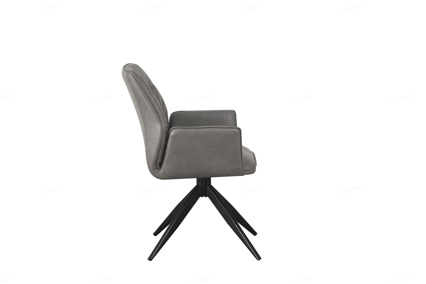 Pair of Averio Swivel Dining Chairs – Storm Grey Faux Leather with Arms