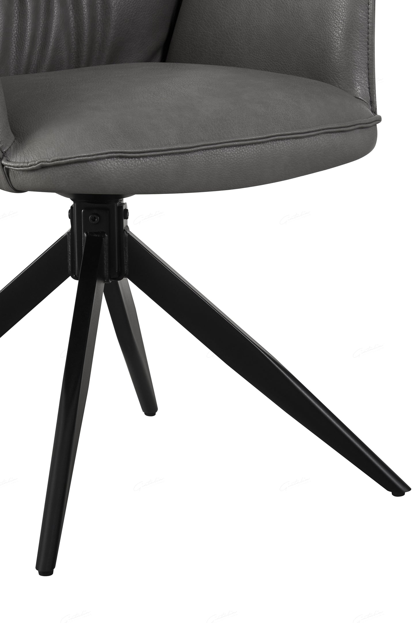 Pair of Averio Swivel Dining Chairs – Storm Grey Faux Leather with Arms