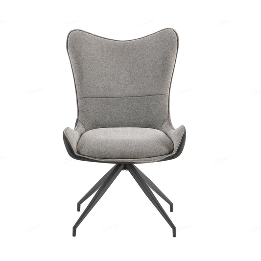 Pair of Avery Dining Chairs – Two-Tone Grey Fabric with Black Metal Legs