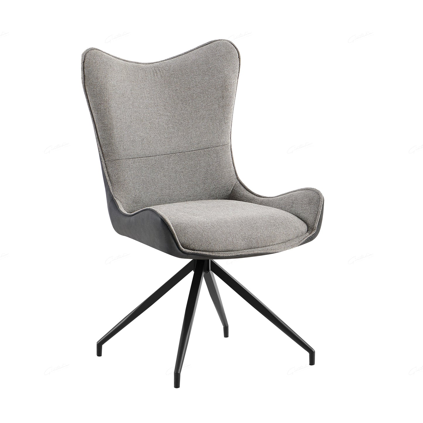 Pair of Avery Dining Chairs – Two-Tone Grey Fabric with Black Metal Legs