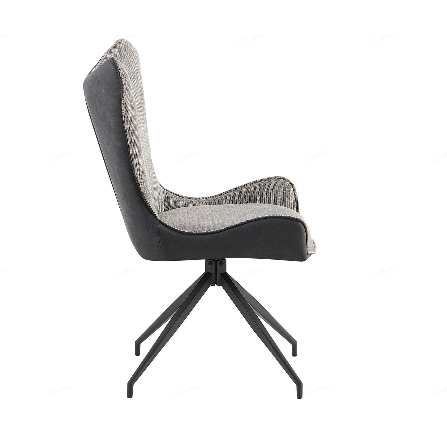 Pair of Avery Dining Chairs – Two-Tone Grey Fabric with Black Metal Legs