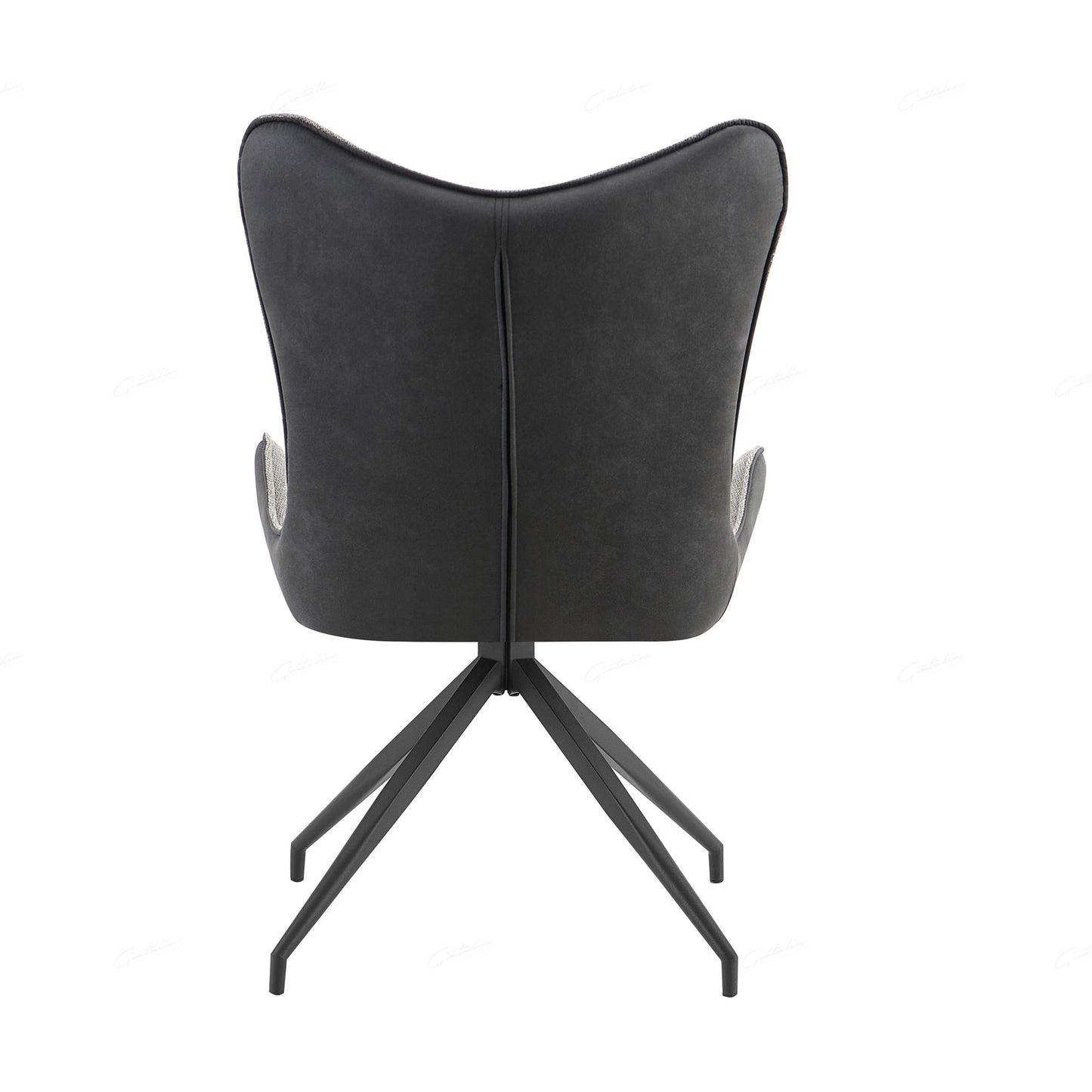 Pair of Avery Dining Chairs – Two-Tone Grey Fabric with Black Metal Legs