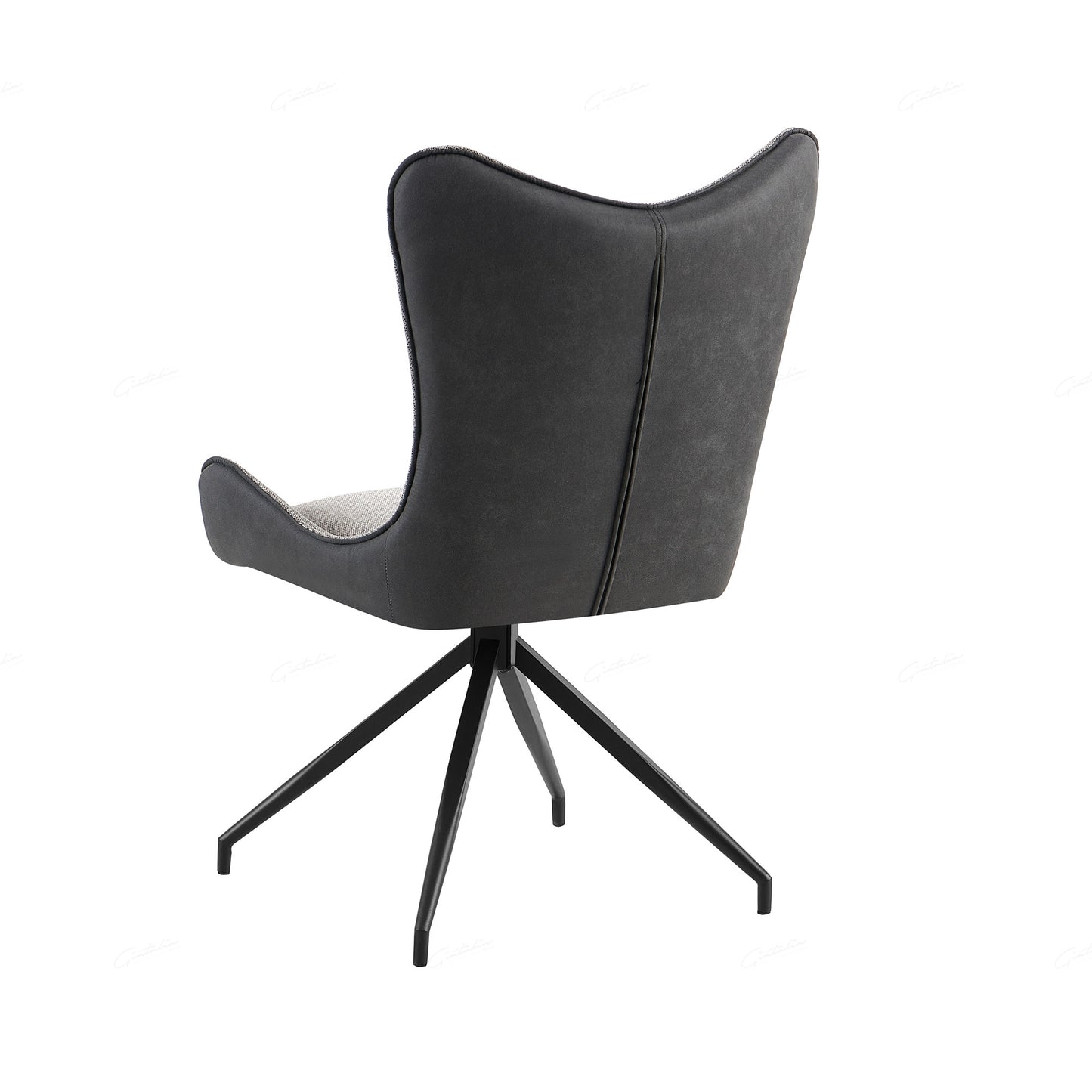 Pair of Avery Dining Chairs – Two-Tone Grey Fabric with Black Metal Legs