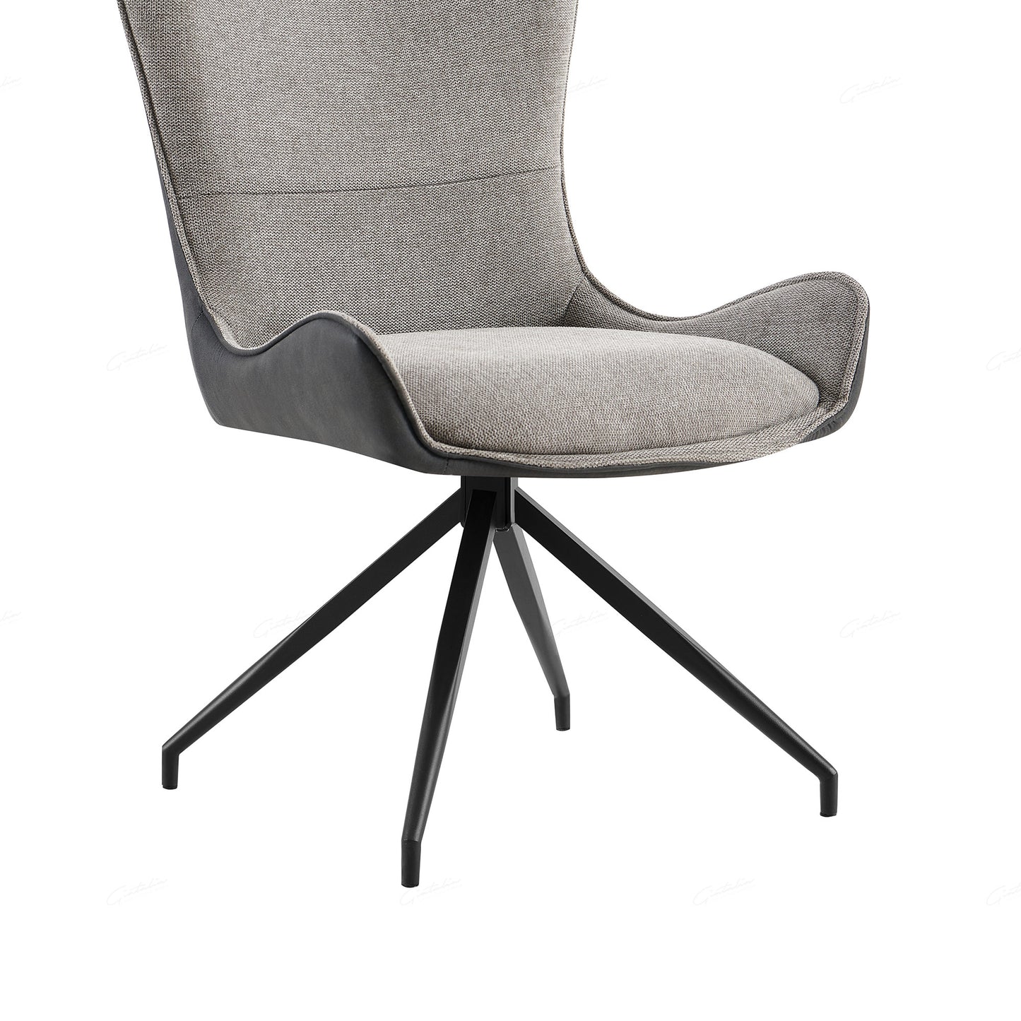 Pair of Avery Dining Chairs – Two-Tone Grey Fabric with Black Metal Legs