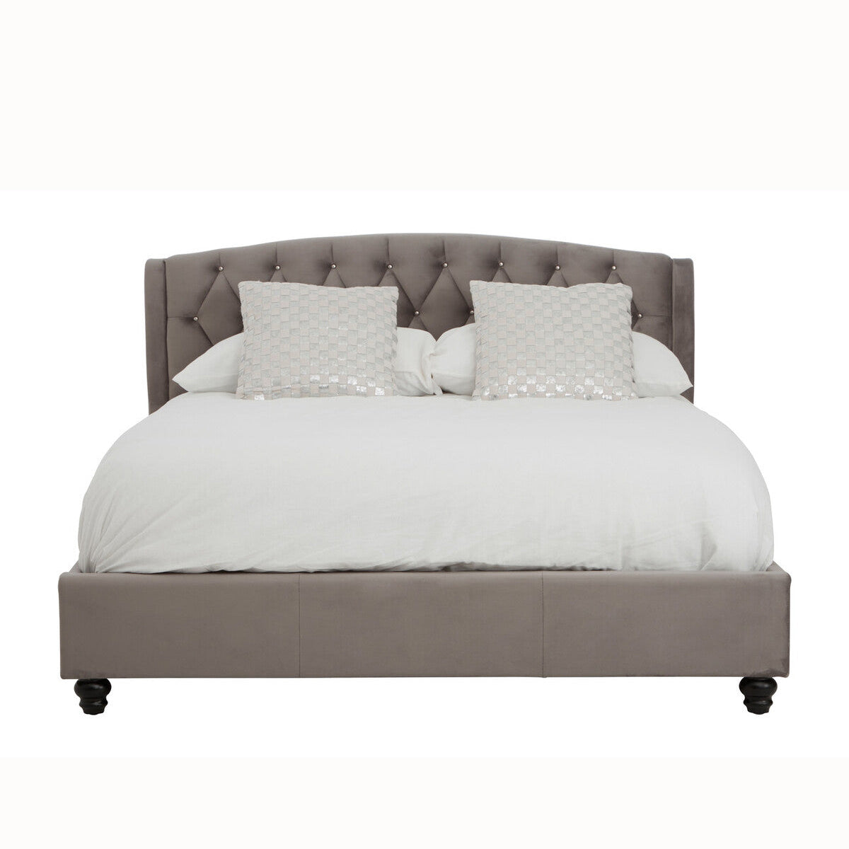 Beatrice Kingsize Velvet Bed Steel Grey
