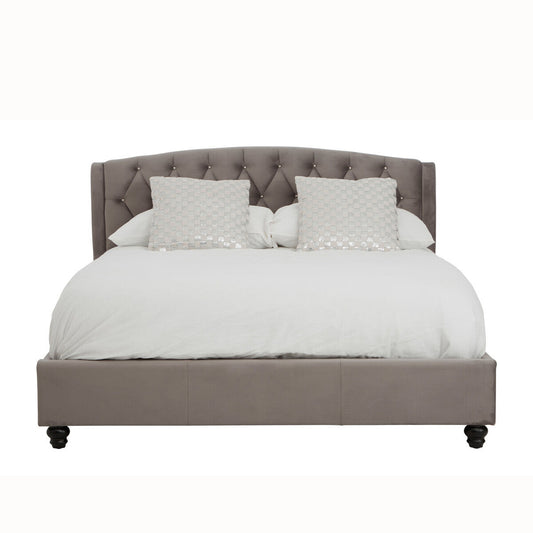 Beatrice Kingsize Velvet Bed Steel Grey
