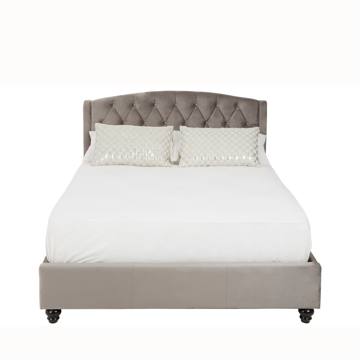 Beatrice Double Bed – Velvet in Cream or Grey