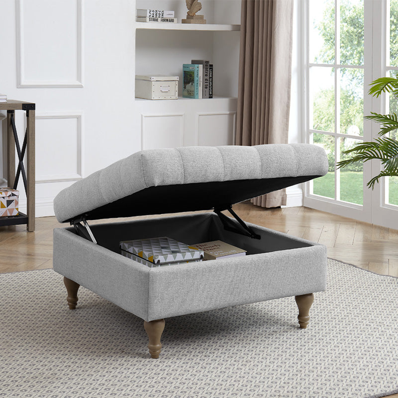 Bolt Button Top Storage Ottoman