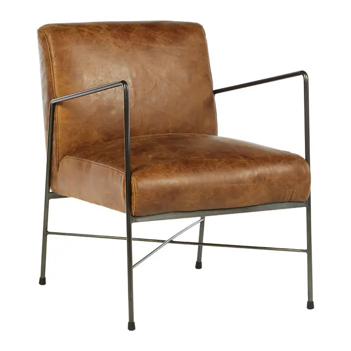 The Bronx Leather Chair with Iron Frame