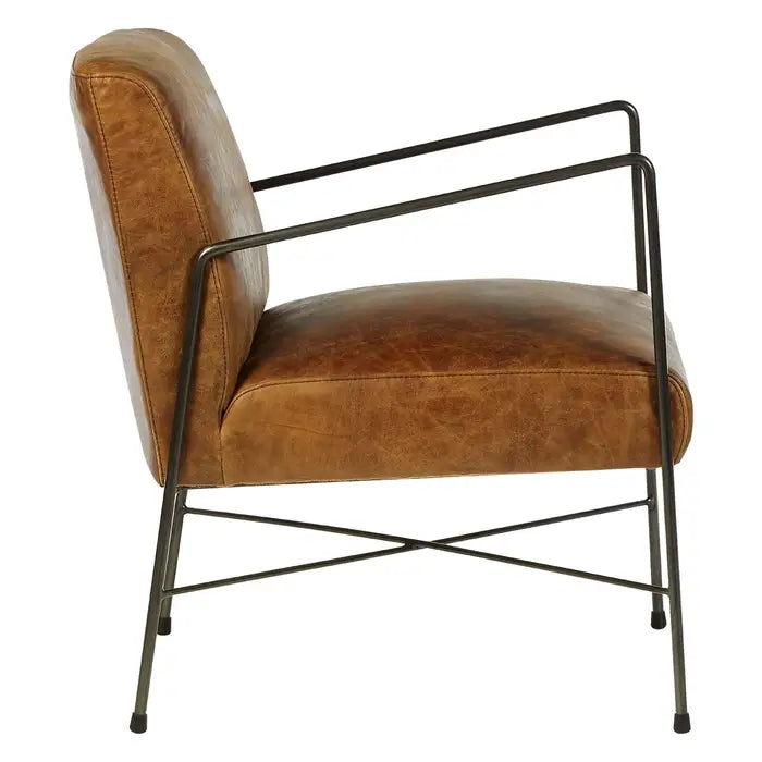 The Bronx Leather Chair with Iron Frame