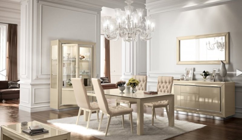Italian 2-Door Buffet – Ivory High Gloss - CLEARANCE
