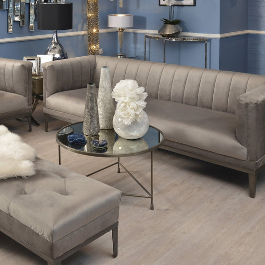 Chelsea Grey 3 Seater Ribbed Sofa